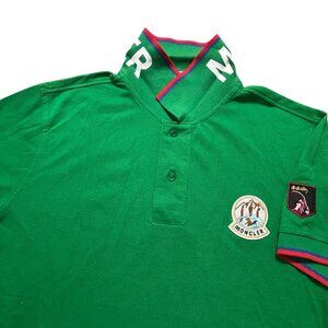 Moncler Polo Shirt Mens X-Small Kelly Green Slim Fit Knit Embroidered Logo